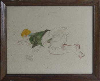 EGON SCHIELE 'KNEELING WOMAN' WATERCOLOR ON PAPER
