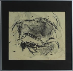 ELAINE DE KOONING 'TWO BULLS' OFFSET LITHOGRAPH