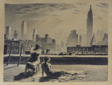 MARTIN LEWIS 'SUN BATH' OFFSET LITHOGRAPH