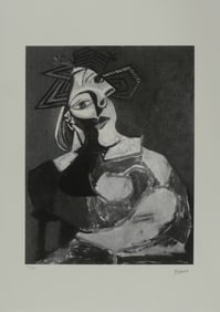 PABLO PICASSO 'WOMAN IN HAT & FUR COLLAR' LITHO