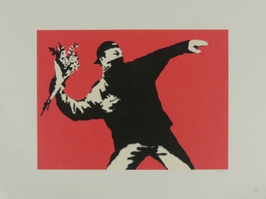BANKSY 'FLOWER THROWER' LITHOGRAPH