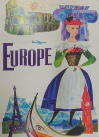 DAVID KLEIN TWA EUROPE TRAVEL POSTER