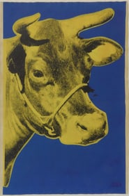 ANDY WARHOL 'COW' YELLOW ON BLUE LITHOGRAPH