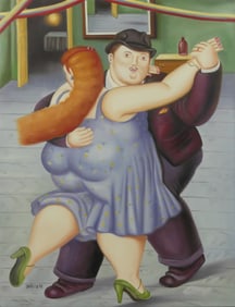 IL BALLO OIL PAINTING ON CANVAS AFTER BOTERO