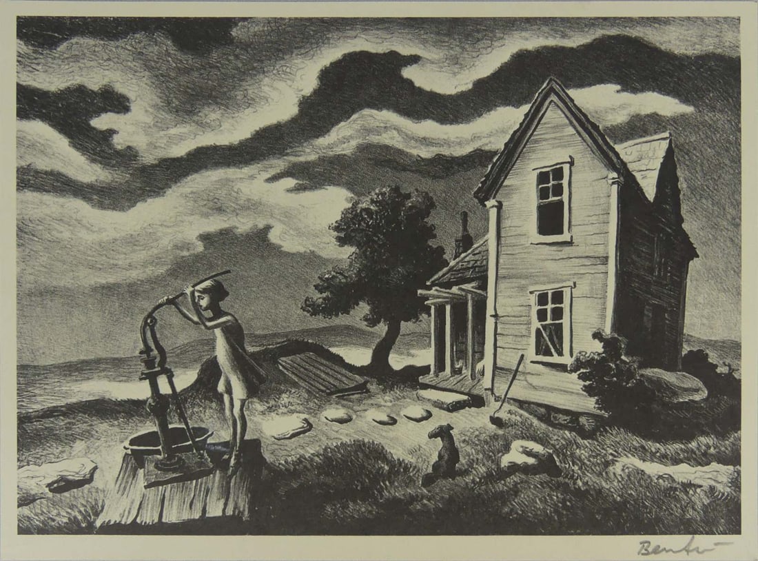 THOMAS HART BENTON 'FARMER'S DAUGHTER' LITHOGRAPH (1 of 5)