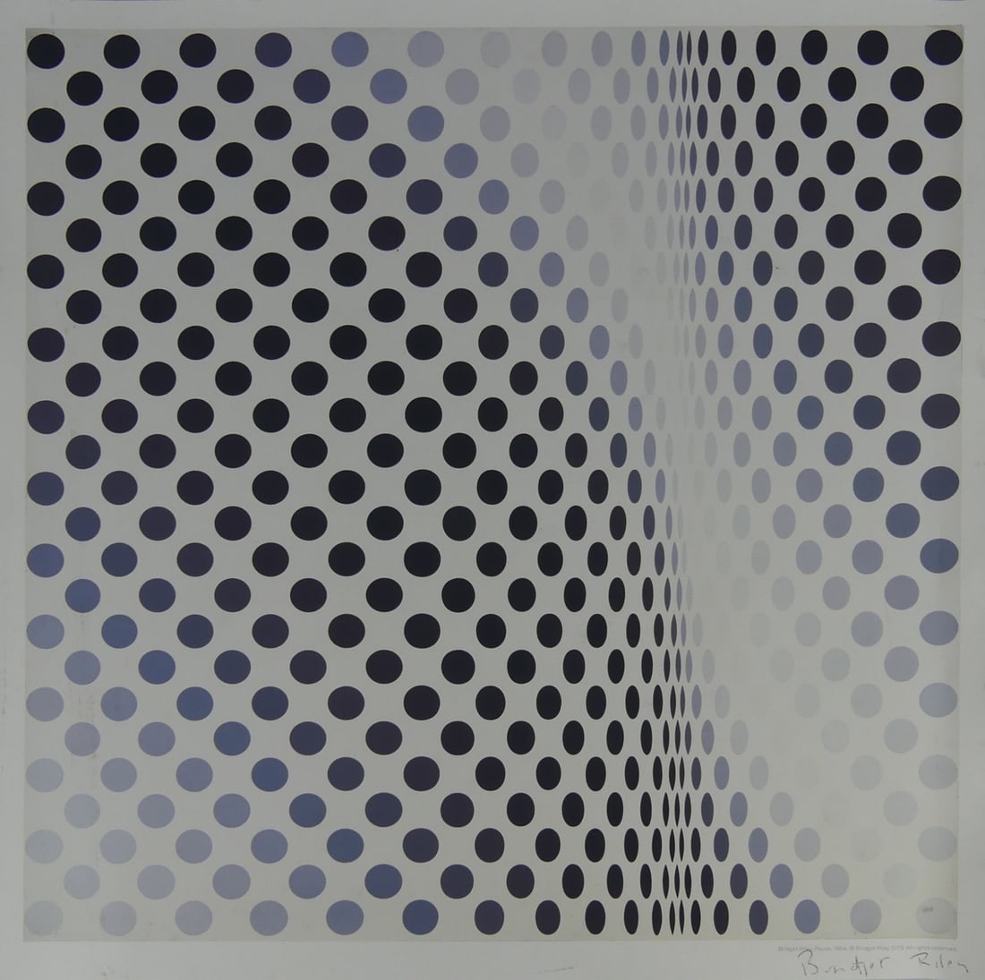 BRIDGET RILEY 'PAUSE' SIGNED POSTER: Bridget Riley 'Pause' poster. Pencil signed lower right. Sheet measures 20 1/4" x 19".
