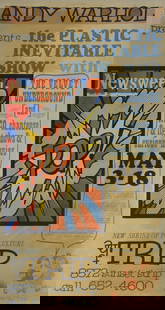 ANDY WARHOL 'PLASTIC INEVITABLE SHOW' POSTER: Andy Warhol presents the Plastic Inevitable Show with the Velvet Underground and Nico Chanteuse & Light Shows & Curious Movies. Mounted. Print date unknown. Measures 21 7/8" x 13 7/8".
