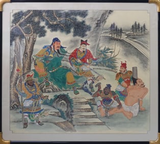 GUAN YU CAPTURING PANG DE PAINTING ON SILK