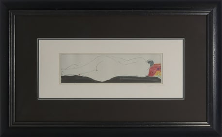 Q. JIANG 'RECLINING NUDE' SUMI-E SIGNED PRINT