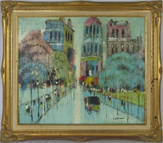 PARISIAN STREET SCENE OIL PAINTING / CANVAS SIGNED