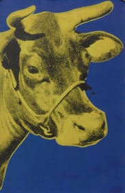 ANDY WARHOL 'COW' YELLOW ON BLUE LITHOGRAPH