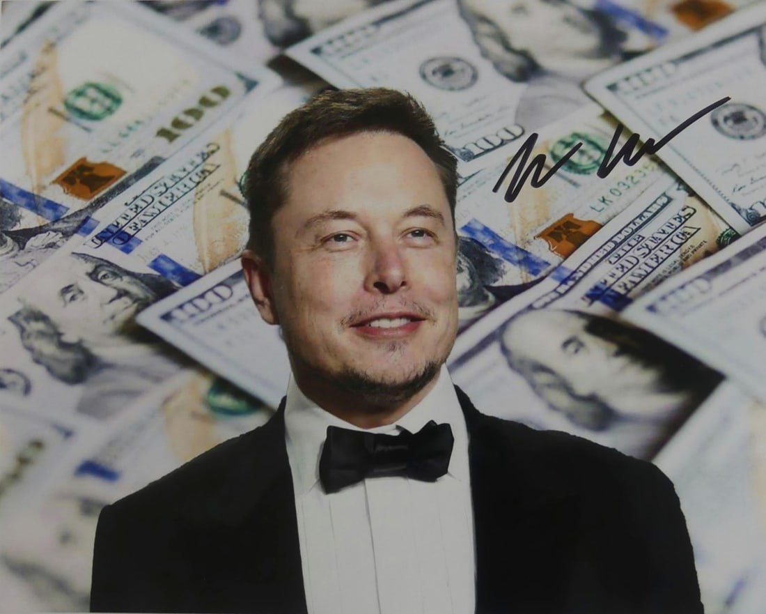 ELON MUSK $100 DOLLAR BILLS SIGNED PHOTOGRAPH (1 of 3)