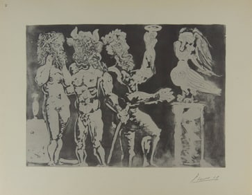 PABLO PICASSO 'TWO MEN WITH MINOTAUR' SIGNED LITHO