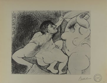 PABLO PICASSO 'MAN UNVEILING A WOMAN' SIGNED LITHO