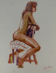 SUSIE GACH PEELLE 'SEATED NUDE' MIXED MEDIA