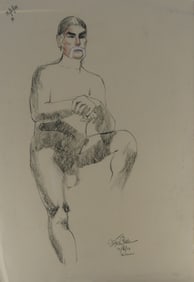 SUSIE GACH PEELLE 'SEATED MAN' MIXED MEDIA / PAPER