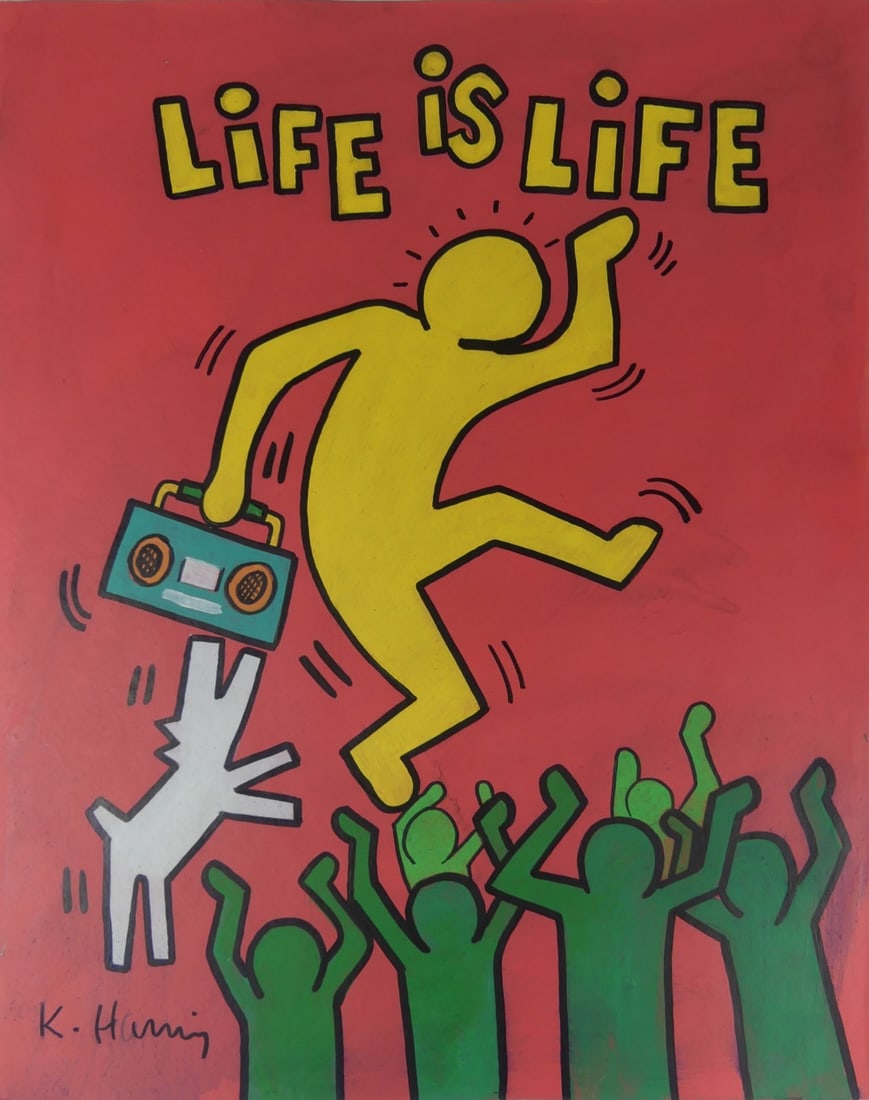 KEITH HARING (AFTER) 'LIFE IS LIFE' ACRYLIC PAPER (1 of 10)