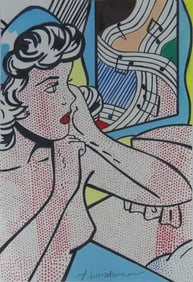 ROY LICHTENSTEIN (AFTER) 'NUDE w JOYOUS PAINTING'