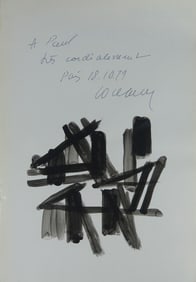 PIERRE SOULAGES SIGNED BOOK w OIL PAINTING