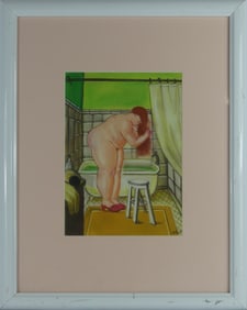 FERNANDO BOTERO (MANNER) 'BATHROOM' PASTEL / PAPER