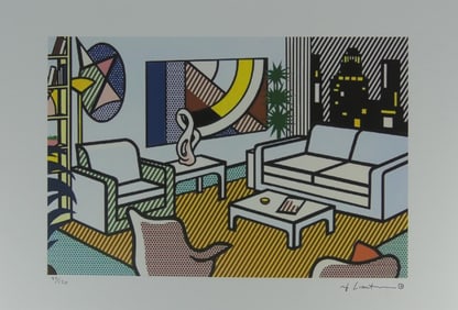 ROY LICHTENSTEIN 'INTERIOR w SKYLINE' LITHOGRAP