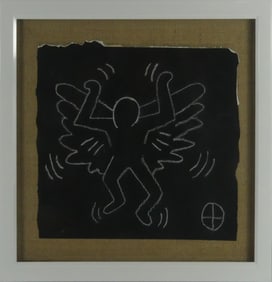 KEITH HARING 'SUBWAY SERIES' CHALK DRAWING w COA