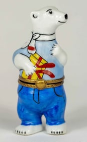LIMOGES LA GLORIETTE 'POLAR BEAR' PORCELAIN BOX