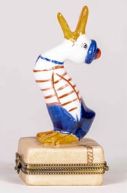 LIMOGES 'SAILOR DUCK' PORCELAIN TRINKET BOX