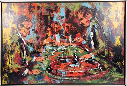 JACK LAUDER 'ROULETTE' OIL PAINTING ON CANVAS