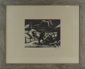 THOMAS HART BENTON 'THE WOODPILE' LITHOGRAPH