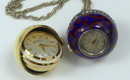 2pc LADIES ENAMEL PENDANT WATCHES