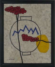 KIM WHANKI 'PLUM BLOSSOMS' OIL PAINTING ON CANVAS