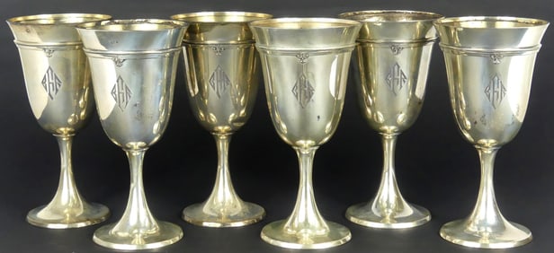 6pc WHITING 'KING ALBERT' STERLING SILVER GOBLETS