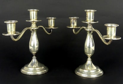 PR STERLING SILVER REINFORCED 3-LIGHT CANDELABRA