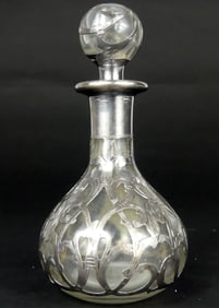 STERLING SILVER OVERLAY PERFUME BOTTLE