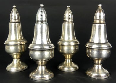 4pc STERLING SILVER SALT & PEPPER SHAKERS