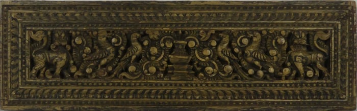 INDIAN CARVED WOOD PANEL
