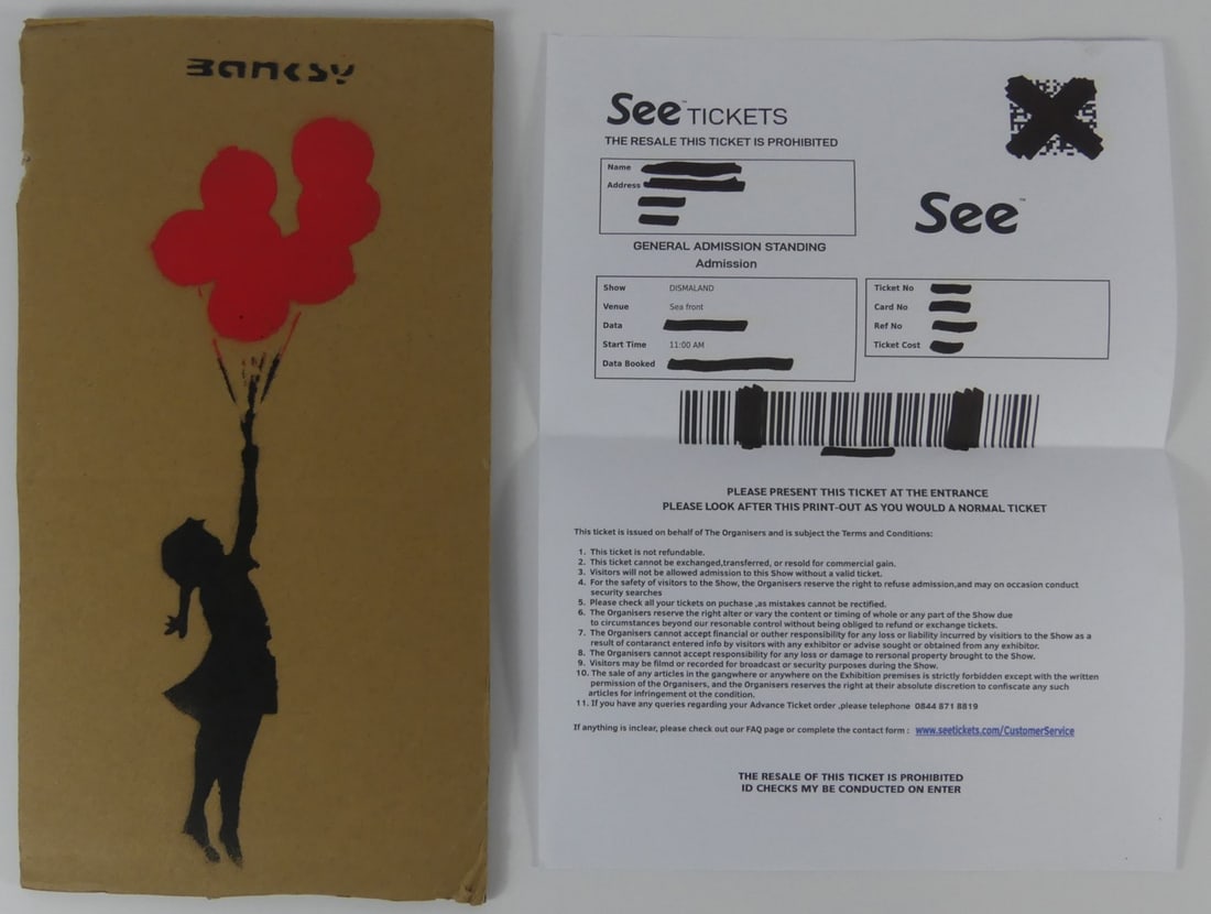 BANKSY 'BALLOON GIRL' STENCIL ON CARDBOARD (1 of 7)