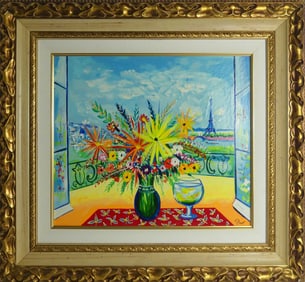 JEAN-CLAUDE PICOT 'LE FLEURS' EMBELLISHED CANVAS
