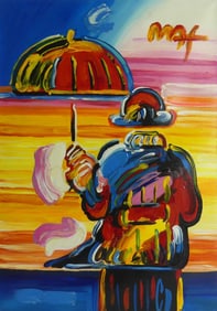 PETER MAX 'UMBRELLA MAN' ACRYLIC PAINTING / CANVAS