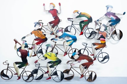 CURTIS JERE STYLE BICYCLIST WALL SCULPTURE