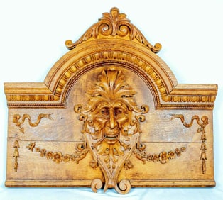 ANTIQUE FRENCH CARVED WOODEN PLAQUE