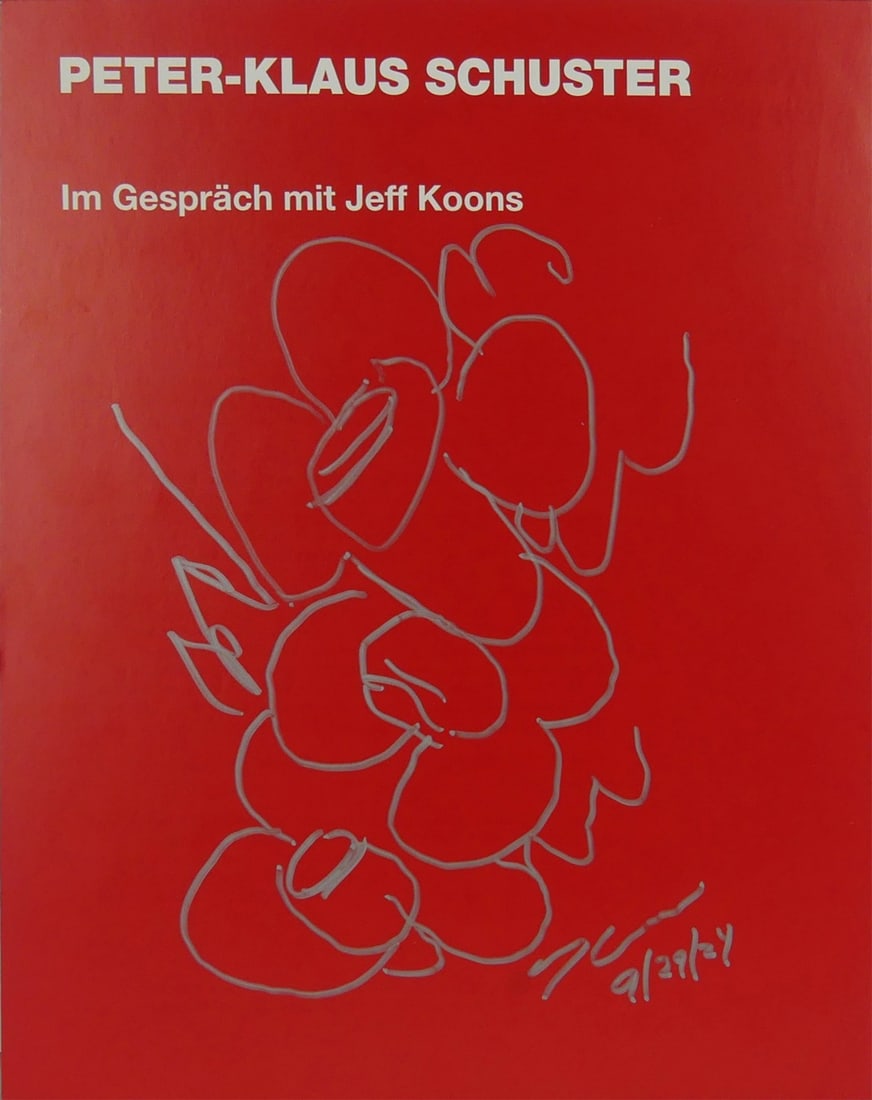 JEFF KOONS MARKER DRAWING ON BOOK PAGE (1 of 2)