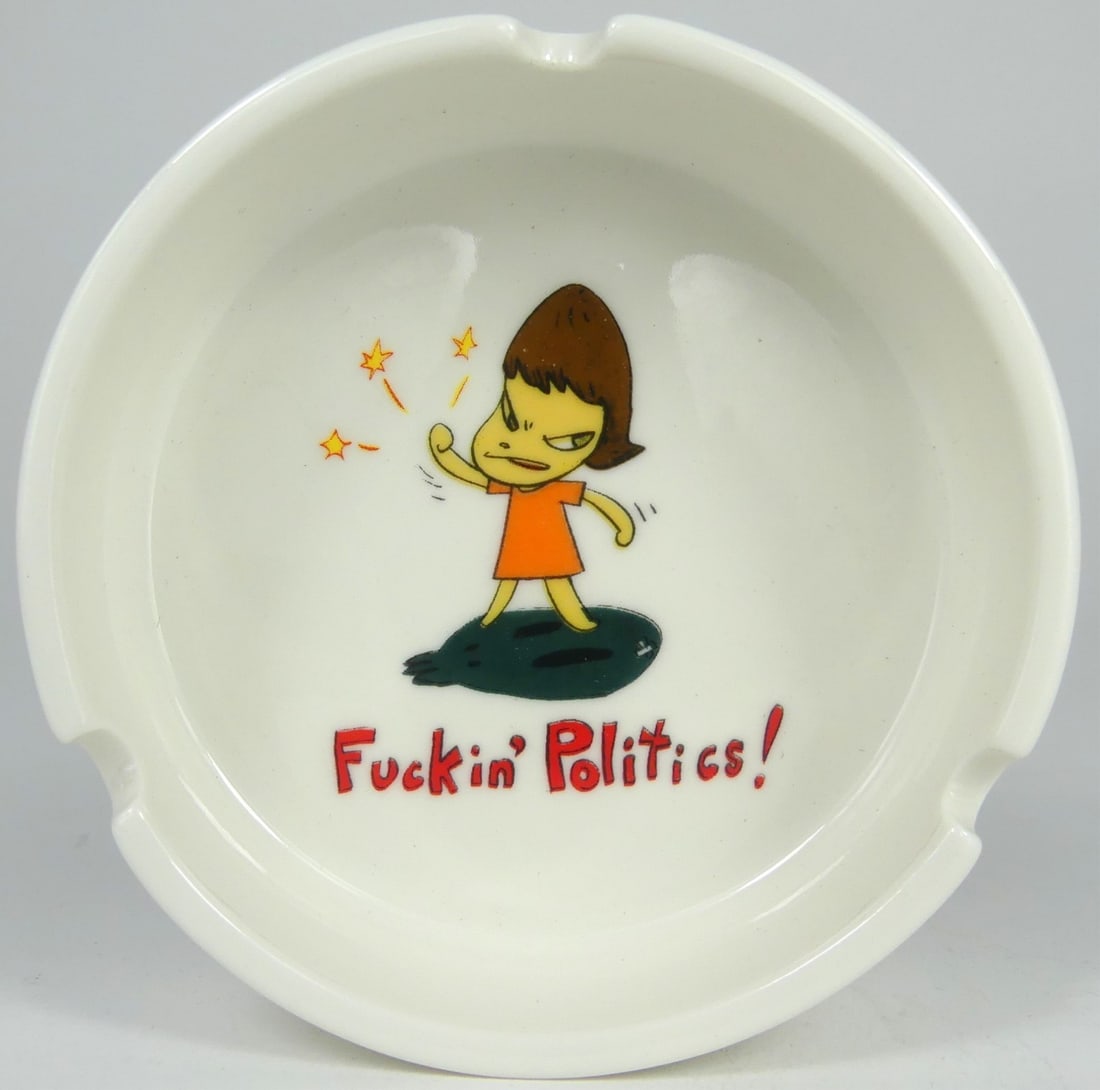 YOSHITOMO NARA 'F*CKIN POLITICS' CERAMIC ASHTRAY (1 of 6)