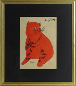 ANDY WARHOL (MANNER) 'CAT NAME SAM" MIXED MEDIA