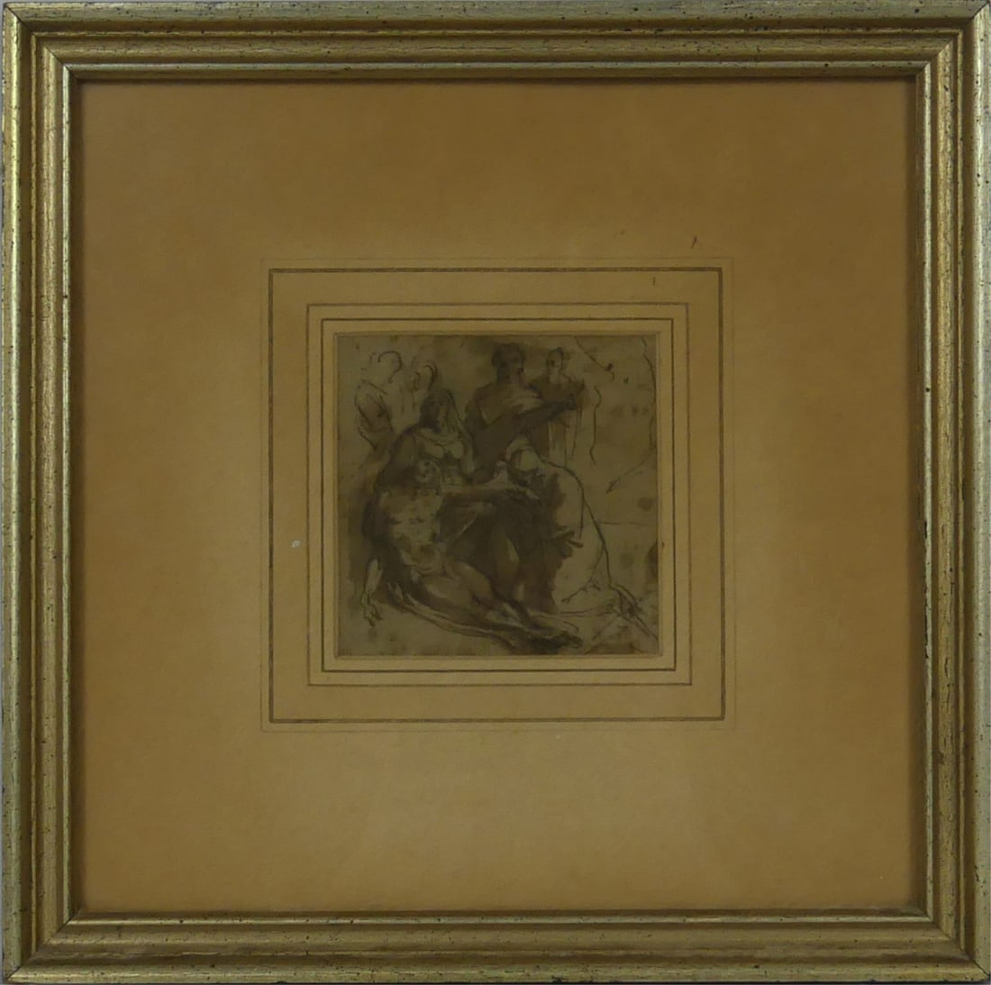 LAMENTATION OF CHRIST BROWN INK DRAWING ON PAPER (1 of 3)