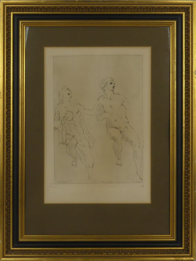 AFTER MICHELANGELO 'SEATED FIGURES' ETCHING (1 of 6)