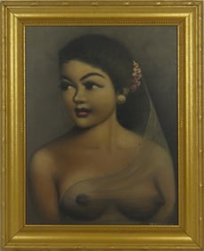 SOUTHEAST ASIAN 'NUDE BEAUTY' OIL PAINTING / BOARD