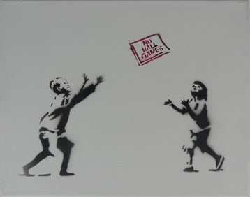 BANKSY 'NO BALL GAMES' STENCIL ON CANVAS