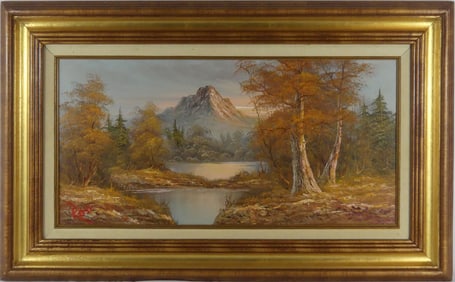MOUNTAIN LANDSCAPE OIL PAINTING ON CANVAS SIGNED